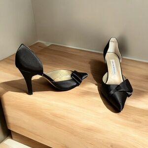 Caparros black satin heels, size 7.5
